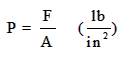 Equation for Pressure P=F/A