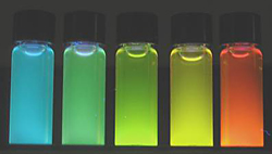 photo of glowing vials