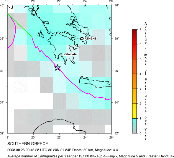 Earthquake Density Map,Shallow Earthquakes: Depth 0-70 km