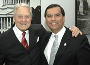 Past and Present: Director Vasquez and Sargent Shriver, the first Peace Corps director