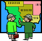 Illustration: Two people discussing plan