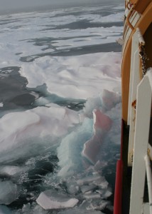 We finally found the ice! Port side breaking through.