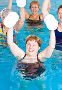 photo of women exercising in swimming pool