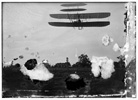  Left front view of flight 46, Orville shown turning to the left, in the last photographed flight of 1905; Huffman Prairie, Dayton, Ohio 
