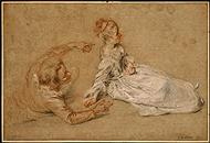 IMAGE: AAntoine Watteau, Couple Seated on the Ground, c. 1716, The Armand Hammer Collection1