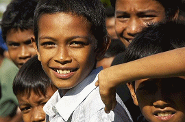 Indonesian children from a village affected by the Tsunami.  U.S. Navy photo by Photographer's Mate 3rd Class M. Jeremie Yoder.