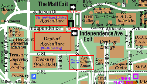 street map of the areas surrounding the USDA HQs complex