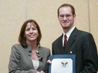 On October 27, 2006, Austin Marks, who returned to his native New Orleans to help the city rebuild after Hurricane Katrina, became the 500,000th person to receive the President's Volunteer Service Award when President’s Council on Service and Civic Participation Chair Jean Case bestowed the milestone award upon him during the Association of Small Foundations national conference in New Orleans, LA.