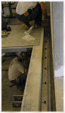Rail installation for the shield doors