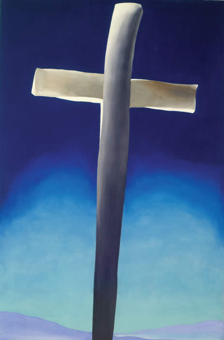 Georgia O'Keeffe, Grey Cross with Blue, 1929, Oil on canvas, 36 x 24 inches, The Albuquerque Museum-Purchase and Donation