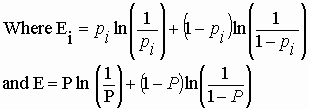 Continuation of Entropy Index formula