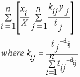 Distance Decay Interaction Index formula