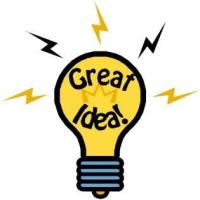 drawing of a lightbulb with the words "Great idea!"