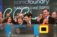 Sonic Foundry officials, shown here opening the Nasdaq market on March 7, 2007, have agreed to switch Nasdaq markets.