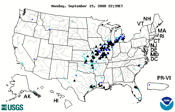 Map image of the real-time high flow data map