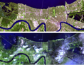 Image showing New Orleans before and after Hurricane Katrina.