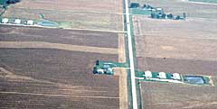 Aerial photograph of a swine facility near the South Fork Iowa River, Iowa.