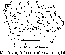 Map showing the location of wells sampled