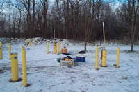 Borehole radar being set up at the Naval Industrial Reserve Ordinance Plant (NIROP), Fridley, Minnesota, field site