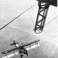 Approaching experimental trapeze on USS Los Angles 