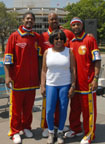 Photo of the Harlem Globetrotters with Dr. Lillian Greene-Chamberlain