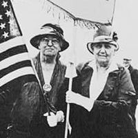 Jane Addams (on right) continued to fight for peace during her entire life.