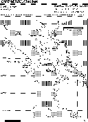 An overflight map made during the 1996 response to a spill of fuel oil into San Francisco Bay. The map shows the helicopter path and regions of scattered tarballs and oil sheens.