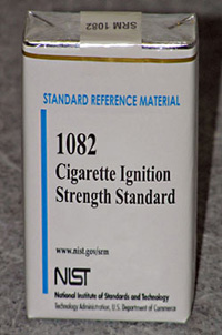 NIST's new SRM 1082 consists of 10 packs of cigarettes that have been specially made to be less likely to ignite household furnishings.