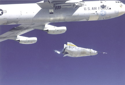 M2-F3 in flight launch from the B-52 mothership