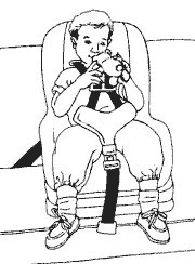 Image of child in a car seat facing forward.