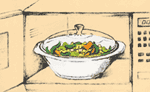 Image of a bowl of vegetables in a microwave
