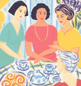 Image of four women having tea