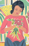 Image of a woman holding a bouquet of flowers