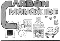 Image of car, fireplace and heater producing carbon monoxide.