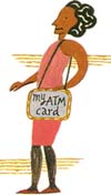 {Lady with ATM card image}