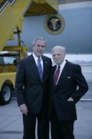 President George W. Bush presented the President’s Volunteer Service Award to Dr. Raymond Goodman upon arrival in Los Angeles, California, on Thursday, October 20, 2005. Goodman is a volunteer with the Medical Reserve Corps (MRC) of Los Angeles. To thank them for making a difference in the lives of others, President Bush has met with over 450 individuals around the country, like Goodman, since March 2002.