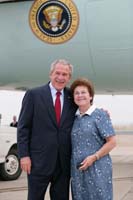 President George W. Bush presented the President’s Volunteer Service Award to Sherrill Estes upon arrival in North Kingstown, Rhode Island, on Thursday, June 28, 2007.  Estes is a volunteer with the East Bay Community Action Program and Meals on Wheels of Rhode Island.  To thank them for making a difference in the lives of others, President Bush honors a local volunteer when he travels throughout the United States.  President Bush has met with more than 575 individuals around the country, like Estes, since March 2002.