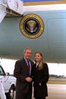 President George W. Bush met Erin Bryant upon arrival in Springfield, Missouri, on Friday, October 18, 2002. Bryant has been an active member of the Student Community Action Team at Southwest Missouri State University, volunteering with local nonprofit organizations for the past three years. 