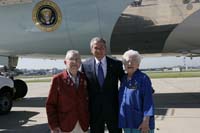 President George W. Bush presented the President’s Volunteer Service Award to John and Agnes Jurek upon arrival in Minneapolis, Minnesota, on Friday, June 17, 2005.  The Jureks are Retired and Senior Volunteer Program (RSVP) volunteers at the Veterans Affairs Medical Center in Minneapolis.   To thank them for making a difference in the lives of others, President Bush has met with more than 400 individuals around the country, like the Jureks, since March 2002.