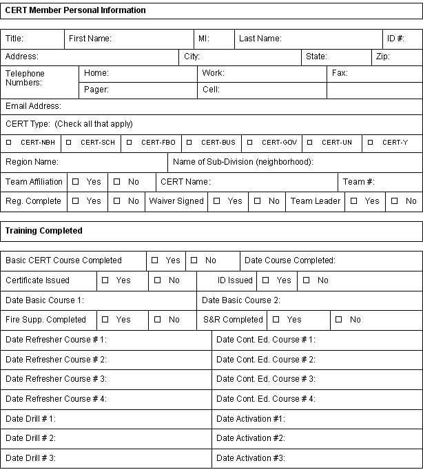 Personal Information Sheet