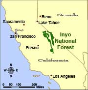 [Map]: Vicinity map showing the Inyo National Forest's location within California