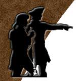 Shadow image of man pointing.