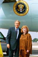 President George W. Bush met Valerie Christy upon arrival in Philadelphia, Pennsylvania, on Thursday, July 24, 2003. For the past three years, Christy has been an active volunteer in the Philadelphia community with 
Philadelphia Cares.