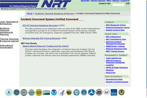 Image of the National Response Team home page.