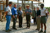 President George W. Bush met Melvin D. Caradine upon arrival at the Santa Monica Mountains National Recreation Area on Friday, August 15, 2003.  For nearly ten years, Caradine has served as a recreation area volunteer. 