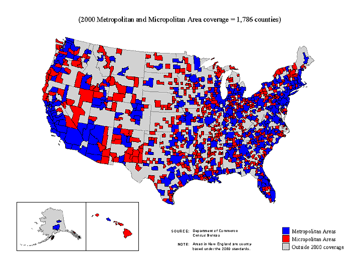 Map of 2000 Metropolitan and Micropolitan Areas in the U.S.