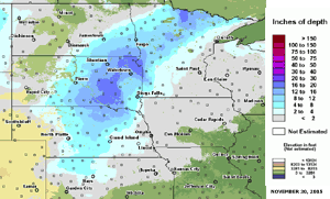 Map of monthly snow pack percent of average