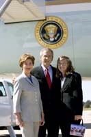 President George W. Bush met Shannon Hickey upon arrival in Willow Grove, Pennsylvania, on Wednesday, September 22, 2004.  Hickey, 14, founded Mychal’s Message, an outreach program to the homeless in Philadelphia, New York City, and Lancaster.  The charity is named in memory of Father Mychal Judge, the New York City Fire Department chaplain who died on September 11, 2001. 