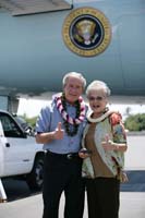 President George W. Bush presented the President’s Volunteer Service Award to Caroline Tom upon arrival in Honolulu, Hawaii, on Saturday, September, 8, 2007.  Tom is a volunteer with the Lanakila Multi-Purpose Center and Palama Settlement.  To thank them for making a difference in the lives of others, President Bush honors a local volunteer when he travels throughout the United States.  He has met with more than 600 volunteers, like Tom, since March 2002.