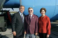 President George W. Bush met Tom Joseph upon arrival in Findlay, Ohio, on Wednesday, October 27, 2004.  Joseph, 66, is an active volunteer with the Findlay Habitat for Humanity chapter.